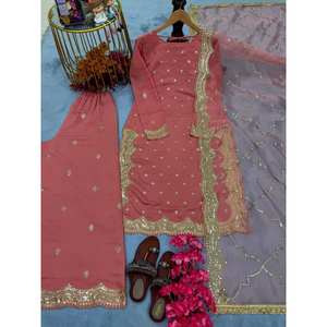 Conjunto de Top y Dupatta para mujer de diseñador, ropa de fiesta elegante con Plazzo para ocasiones especiales - Product Image 1