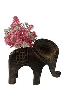 Handmade Wooden <b>Elephant</b> Figurine Animal Sculpture Dark Wood <b>Decorative</b> Desk Ornament for Home Gift Shop - Product Image 1