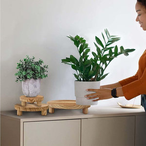 Wooden Round <b>Stool</b> Display Stand Natural Wood Plant Stand Small Round Pedestal Table for Flower Pots Home Decor Living Room - Product Image 6