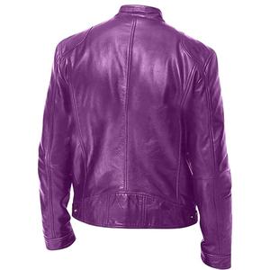 VIOLET Offre Spéciale hommes veste en cuir mince Top qualité chaud polaire veste mode col Cool moto manteaux Outwear - Product Image 4