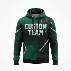 Custom Team <b>Name</b> Winter ODM Fleece <b>Hoodie</b> Pullover Sweatshirt Green Black Geometric Sports Fanwear Personalized Jogger - Product Image 2