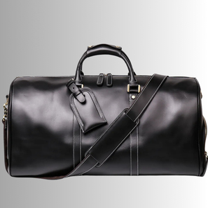 Sac de voyage vintage en cuir véritable, grande capacité, sac de week-end, sac de voyage unisexe, sac en cuir de vachette durable pour homme - Product Image 1