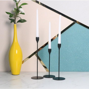 Matte <b>Black</b> Metal Iron Taper <b>Candlestick</b> <b>Holders</b> Christmas Home Decor Waterproof - Product Image 1