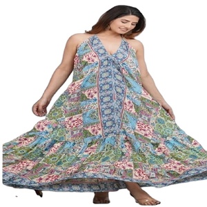 Wholesale Lot of HIPPIE LONG SILK Summer Handmade Dress Silk Maxi Dress Long Halter Dress - Product Image 1