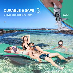 12x5ft Green Lily Pad <b>Floating</b> Mat with Drink Holders 3-Layer Portable Roll-Up Water Mat Dock for 2-3 People Inflatable Floats - Product Image 3