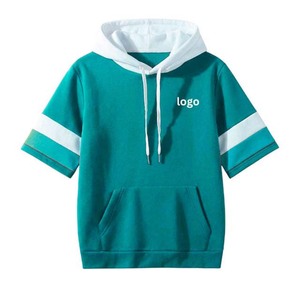 เสื้อฮู้ดแขนสั้นผู้ชาย สีสันตัดกัน สไตล์ลำลอง มีกระเป๋าหน้า เสื้อคลุมมีฮู้ดสำหรับฤดูใบไม้ร่วง แบบ unisex - Product Image 4