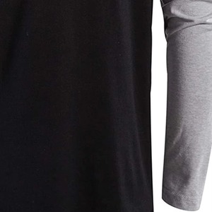 Custom Men Raglan Hooded Long Sleeve T Shirt Black Grey Contrast Lightweight Jersey Baseball Slim Gym Hoodie Tee <b>Top</b> - Product Image 2