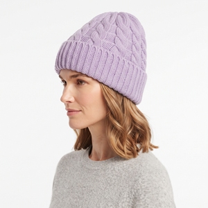Gorro de Invierno Unisex de Punto Trenzado de Lana Acrílica Lavanda, Grueso, Suave y Cálido, para Esquí y Actividades al Aire Libre, Venta al Por Mayor - Product Image 4