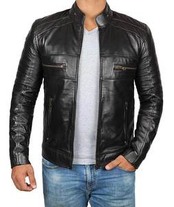 Fashion Men's Leather <b>Jacket</b> for Biker Racer Genuine Lambskin Top Quality Material <b>Jacket</b> Men Racer Leather <b>jacket</b> for men - Product Image 2