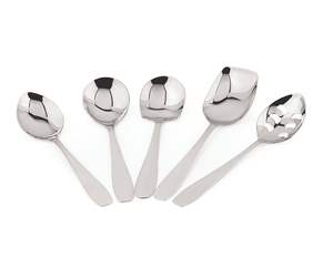 Juego de 5 Cucharas de Cocina y Servir Multifuncionales de Acero Inoxidable con Formas Variadas para Cocina Casera, Material Metálico - Product Image 3