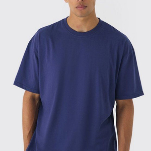 Camiseta de Algodón de Color Sólido para Hombre, Cuello Redondo, Manga Corta, Corte Holgado, Estilo Casual, Tejido de Punto Jersey, Ecológica, 300g, Diseño Liso Teñido - Product Image 3