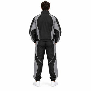 Custom <b>Men</b> Tracksuit Windbreaker Nylon <b>Jacket</b> Warm Up Pants Set <b>Reflective</b> Piping Custom <b>Mens</b> Streetwear Athletic Tracksuit - Product Image 2