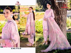 Conjunto de Salwar Kameez y Dupatta de Algodón de Excelente Calidad con Estampados y Parches Bordados para Festivales, Moda Femenina para Exportación - Product Image 3
