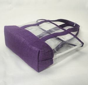 Bolsa de PVC con Asa y Base de Yute, Bolsa de Yute Promocional Transparente para Cosméticos, para Regalos y Compras - Product Image 4