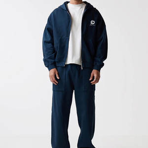 Nouveauté : Survêtements d'hiver à capuche pour hommes, décontractés, surdimensionnés, avec fermeture éclair, haute qualité, 100% coton, logo personnalisé, vente en gros - Product Image 1