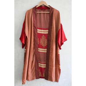 Robe Kimono Grande Taille en Soie Respirante avec Patchwork pour Femme – Peignoir de Nuit Long de Luxe Style Bohème Designer – Tenue d'Intérieur - Product Image 1