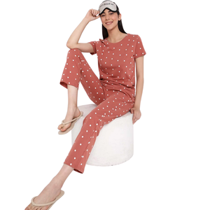 Conjunto de Pijamas para Mujer de Fábrica Directa, de Lujo, Tejido en Algodón, Elegante, Suave y Transpirable para Verano, Ropa de Dormir OEM - Product Image 3