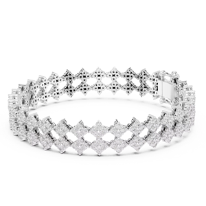 Bracelet tennis de luxe en or blanc 18 carats plaqué rhodium avec diamants de laboratoire taillés 5,1 carats et pierres latérales, idéal pour le quotidien, le bureau et les mariages - Product Image 1