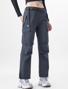 Pantalon cargo vintage pour femme, couleur unie, multi-poches, coupe droite, coupe-vent, idéal pour la randonnée et la course à pied, 100 % coton, collection automne - Product Image 6