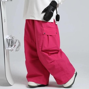 Pantalon cargo imperméable bleu pour homme, taille élastique avec cordon de serrage, idéal pour le snowboard, le ski et les activités de plein air - Product Image 5