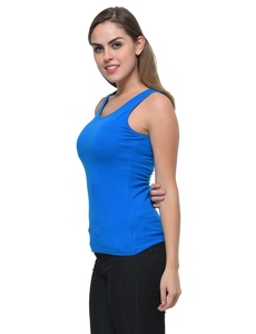 Débardeur côtelé sans manches pour femme, décontracté, basique, ajusté, pour l'été, l'entraînement, la gym, le yoga, athlétique, extensible, en coton et élasthanne tricoté - Product Image 3