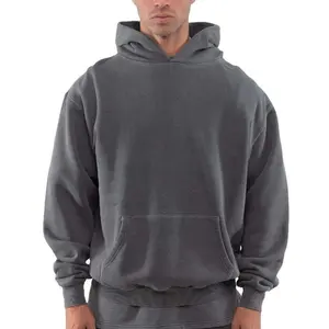 Custom Size 80% Cotton 20% Polyester Plain Black Streetwear Pullover Hooded Fleece Custom Hoodie For Men