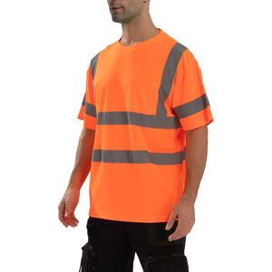 เสื้อยืดสะท้อนแสงสีส้ม แขนสั้น สไตล์ชุดทำงาน มีกระเป๋าหน้าอก ผ้าคุณภาพสูงและแถบสะท้อนแสง - Product Image 3