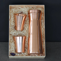 Ensemble de carafe en cuivre pur à 100 % de 250 ml, anti-fuite, pour une boisson saine, style ayurvédique indien, avec verre, compatible lave-vaisselle