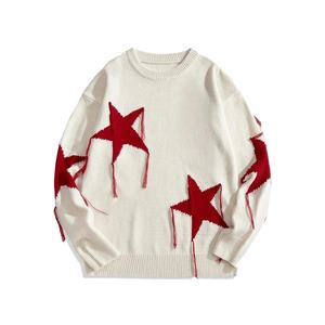 เสื้อสเวตเตอร์ถักผ้าแจ็คการ์ดสำหรับผู้ชายเสื้อคอกลมแขนยาวผ้าฝ้าย100% พิมพ์ลายดิจิตอลสำหรับฤดูหนาว - Product Image 1