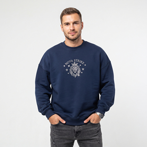 Sweat-shirt imprimé avec logo personnalisé en strass, vêtements décontractés d'hiver pour hommes, sweat-shirt ample, style sportif, t-shirt en molleton français pour hommes - Product Image 1