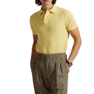 Chemises polo en coton pour hommes de qualité supérieure, décontractées, à manches courtes, tissu extensible, couleur unie, polos personnalisés - Product Image 2