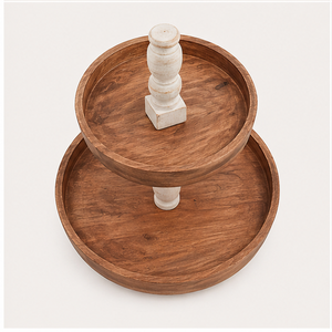 High-Quality 2-Tier Mango Wood Cake <b>Stand</b> Farmhouse <b>Cupcake</b> <b>Stand</b> & Tiered Dessert Server for Wedding Parties - Product Image 5