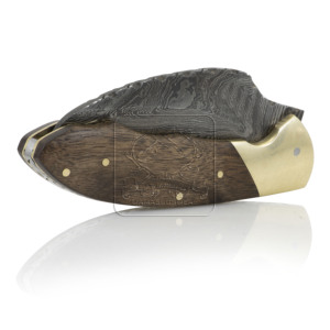 Wholesale Damascus Steel Handmade Folding Pocket Knife DD-FK-847 Exotic Walnut Wood Handle Brass Bolsters Bushcraft EDC Tactical - Product Image 6