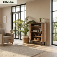Mueble de Salón Moderno de Madera con 4 Estantes, Mueble de Almacenamiento de Diseño Escandinavo para el Hogar