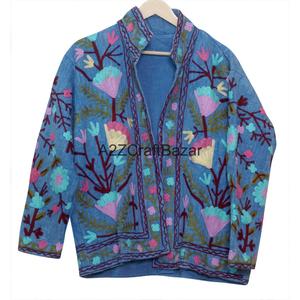 Blouson Bomber à Motif Floral Vintage 100% Coton Écologique Respirant Séchage Rapide Broderie Machine Design Dessiné à la Main - Product Image 6
