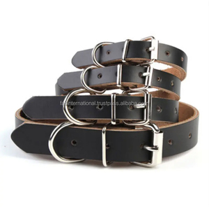 Wholesale Genuine <b>Leather</b> Plain Dog <b>Collar</b> Custom Logo Pet Training <b>Collar</b> - Product Image 1
