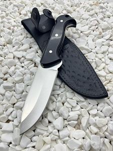 Hunting Skinner Knife Stainless Steel Fixed Blade Partially Serrated <b>Edge</b> <b>Black</b> Micarta Handle Lightweight - Product Image 5