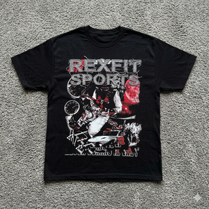 Camiseta Deportiva Rexfit Extra Grande, Estilo Vintage, Lavada, con Estampado Gráfico Personalizado, de Algodón, para Hombre y Mujer, Suministro al por Mayor - Product Image 6