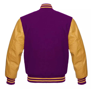 Men's New Fashion Wool & Leather Varsity <b>Jacket</b> Solid Pattern with Zipper Closure OEM Service Available - Product Image 6