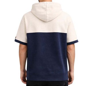 Sudadera con Capucha de Manga Corta para Hombre, Diseño Color Block, con Bolsillo Canguro, Corte Regular Informal - Product Image 4