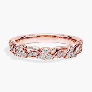 Anillo de Compromiso de Diamante Cultivado en Laboratorio con Encaje Vintage, 0.33 Quilates, Certificado IGI D VVS2, Floral Milgrain, Oro Rosa de 10K, Romántico - Product Image 1