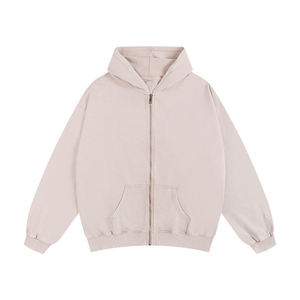 Custom Acid Wash Zip Hoodie 100% Cotton Fleece Eco-Friendly Oversized Washed Men Women Streetwear Full-Zip Jacket Export Quality - Product Image 1