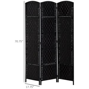 Portable 6FT Tall 3-Panel <b>Folding</b> Privacy <b>Screen</b> Wicker Weave Room Divider for Bedroom Home Office Partition Wall for Home - Product Image 3