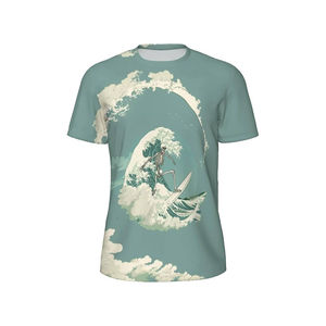เสื้อยืดสีดำสำหรับผู้ชาย พิมพ์ลายแมวบนยูเอฟโอ แขนสั้น คอกลม ทรงลำลอง ผ้าโพลีเอสเตอร์ทอ - Product Image 4