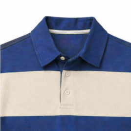 Polo à manches longues en jersey piqué de coton épais avec poignets côtelés, logo personnalisé OEM, style décontracté à rayures contrastées - Product Image 2