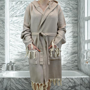 Luxury Indian Handmade Turkish <b>Towel</b> with Pocket and Belt Designer Hammam Bathrobe Wrap for Spa on Cheap Price - Product Image 4