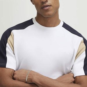 T-shirt long en coton tricoté 180 g/m² de haute qualité, motif à panneaux, coupe estivale, respirant, anti-boulochage, vierge - Product Image 4