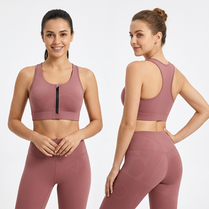 Plus Size Customized Style Front Zip Sports <b>Bra</b> for Women Push Up Workout Yoga Fitness Running Breathable Stretch Support <b>Bra</b> - Product Image 3