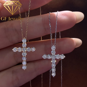 Collar con Colgante de Cruz de Diamantes Cultivados en Laboratorio en Oro Blanco de 14K, Cadena de Clavícula con Pavé Completo, Joyería Fina de Lujo con Certificación IGI, Regalo para - Product Image 5