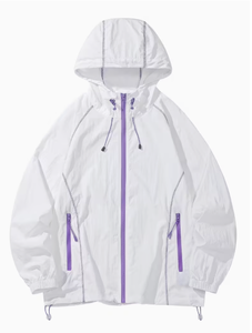 Ensemble décontracté deux pièces pour femme en polyester tricoté à motif uni, respirant, à capuche, coupe ample, tenue d'été - Product Image 4
